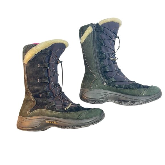 Merrell Shoes - Merrell Encore Apex Black Opti-warm Mid Calf Snow Boots Womens Sz 8
